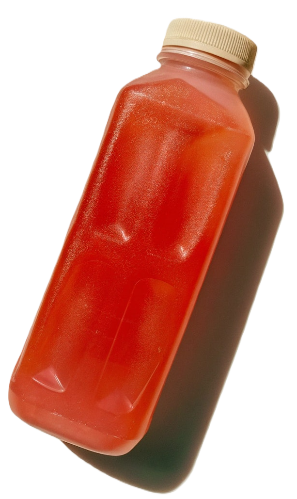 Red juice bottle